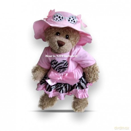 Build Your Bears Wardrobe Teddy Bear Clothes Zebra Outfit Hat + Shoes fits Build a Bear (Pink)