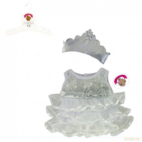 Build Your Bears Wardrobe Teddy Bear Clothes fits Build a Bear Teddies Frilly Dress, Crown (white)