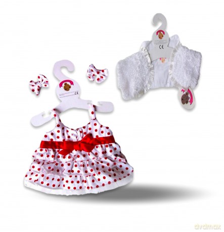 Build Your Bears Wardrobe Teddy Bear Clothes fits Build a Bear Teddies Polka Dot Dress (Red)