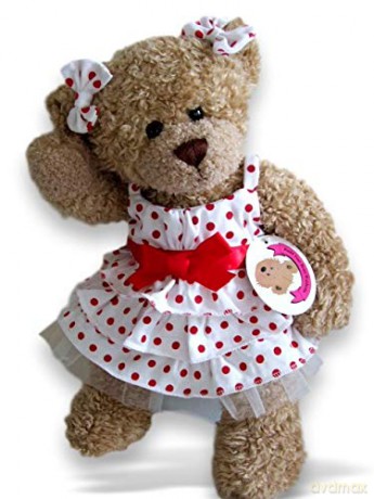 Build Your Bears Wardrobe Teddy Bear Clothes fits Build a Bear Teddies Polka Dot Dress (Red)