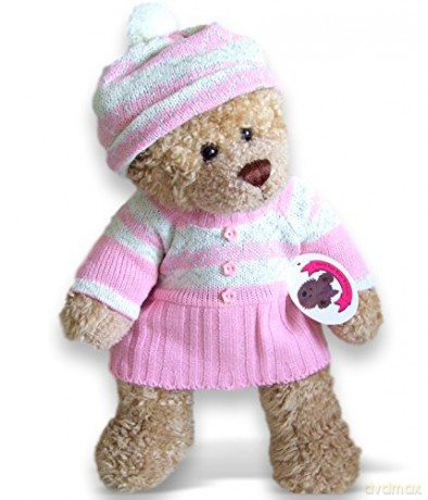 Build Your Bears Wardrobe Teddy bear Clothe Knitted Dress with Hat Fits Most Build Bear (Pink)