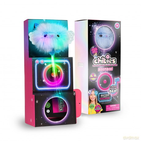 CHIBIES Boom Box - Kosmic | Cute Fluffy Party Pets That Flash to the Beat of Music | Interactive Animal Soft Toy Characters