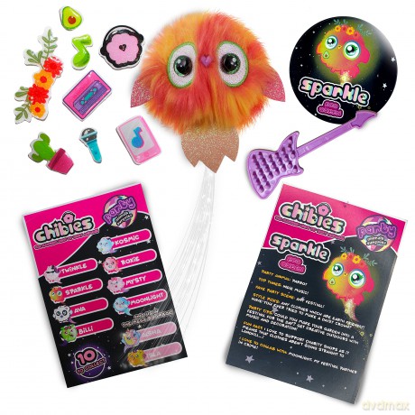 CHIBIES Boom Box - Sparkle | Cute Fluffy Party Pets That Flash to the Beat of Music | Interactive Animal Soft Toy Characters