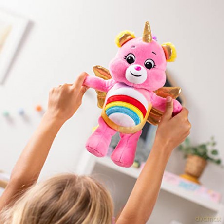 Care Bears 22cm Bean Plush - Pegasus Cheer, Collectable Cute Soft Toy, Unicorn Cuddly Toy for Boys and Girls, Small Care Bear Teddy, Plushie for Children Ages 4 5 6 7 +, Pink with Gold Wings