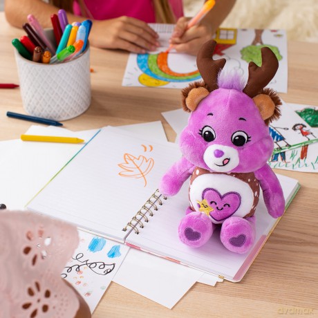 Care Bears 22cm Bean Plush - Take Care Deer, Collectable Cute Soft Toy, Reindeer Cuddly Toy for Boys and Girls, Small Care Bear Teddy, Plushie for Children Ages 4 5 6 7 +, Purple with Antlers