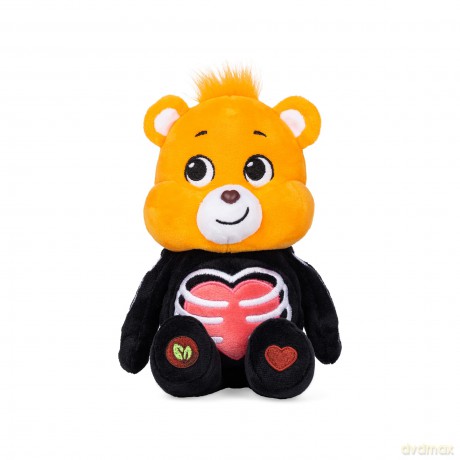 Care Bears Halloween 22cm Bean Plush - Skeleton Tenderheart Bear, Collectable Cute Soft Toy, Cuddly Toy for Boys and Girls, Small Teddy, Plushie for Children Ages 4 5 6 7, Black Yellow and Rib Heart