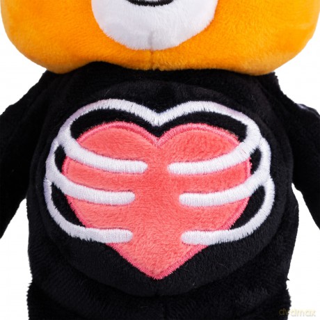 Care Bears Halloween 22cm Bean Plush - Skeleton Tenderheart Bear, Collectable Cute Soft Toy, Cuddly Toy for Boys and Girls, Small Teddy, Plushie for Children Ages 4 5 6 7, Black Yellow and Rib Heart