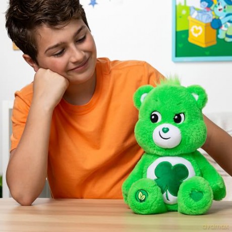 Care Bears | Good Luck Bear 35cm Medium Plush | Collectable Cute Plush Toy, Cuddly Toys for Children, Soft Toys for Girls Boys, Cute Teddies Suitable for Girls and Boys Ages 4+ | Basic Fun 22064