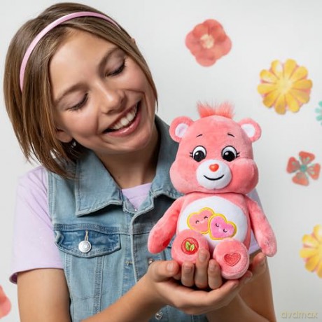 Care Bears | Love-A-Lot Bear 22cm Bean Plush | Collectable Cute Plush Toy, Cuddly Toys for Children, Soft Toys for Girls and Boys, Cute Teddies Suitable for Girls and Boys Ages 4+ | Basic Fun 22033