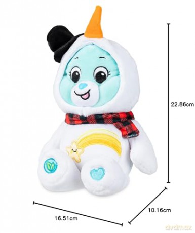 Care Bears | Snowman Wish Bear 22cm Bean Plush | Collectible Cute Soft Toy, Christmas Cuddly Toy for Boys Girls, Plush toy for Kids, Children Ages 4+ Gold with Star Badge | Basic Fun 22551