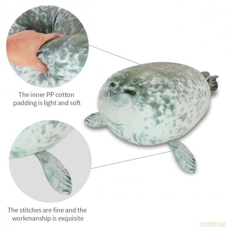 Chubby Seal Pillow, Seal pillow plush Cotton Plush Animal Toy, Cute Ocean Pillow Pets Grey, Plush Pillow, 60CM /23.6IN Seal Plush Pillow, Blob Seal Pillow, Chonky Seal Pillow,Plush Seal Pillow