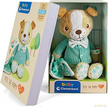 Clementoni 17417 Perrito+ Pete The Puppy Plush Toy for Babies, Ages 0 Months Plus, Multicoloured