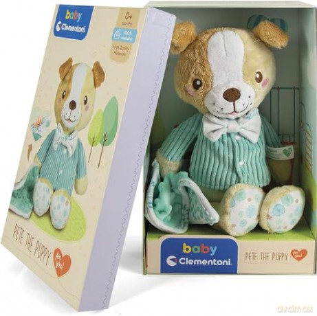 Clementoni 17417 Perrito+ Pete The Puppy Plush Toy for Babies, Ages 0 Months Plus, Multicoloured