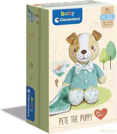 Clementoni 17417 Perrito+ Pete The Puppy Plush Toy for Babies, Ages 0 Months Plus, Multicoloured