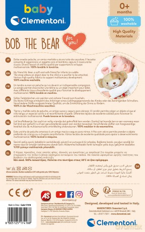 Clementoni 17418 Osito Bob The Bear Plush Toy for Babies, Ages 0 Months Plus, Multicoloured