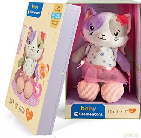 Clementoni 17420 Gatito Katy The Kitty Plush Toy for Babies, Ages 0 Months Plus, Multicoloured