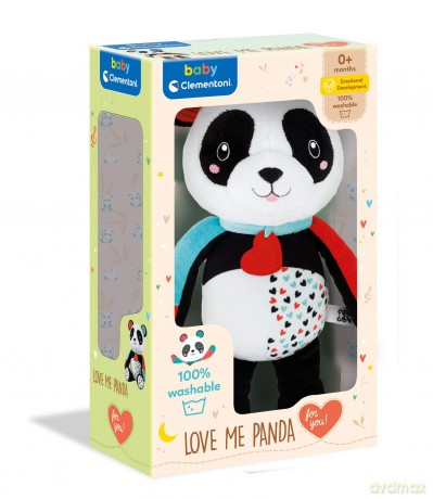 Clementoni 17656 Love Me Panda, Toddler Plush Early Years Infant New Born Soft Toys gift-100% Machine Washable, Multicoloured