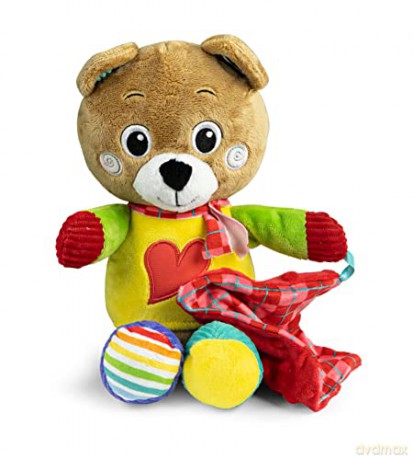 Clementoni 17761 Bob Toddler, Plush Blanket, Teddy Bear, Infant, Activity 0 Months, Cuddly, Animal Soft Toy, 100% Machine Washable