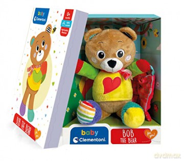 Clementoni 17761 Bob Toddler, Plush Blanket, Teddy Bear, Infant, Activity 0 Months, Cuddly, Animal Soft Toy, 100% Machine Washable