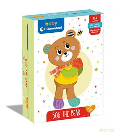 Clementoni 17761 Bob Toddler, Plush Blanket, Teddy Bear, Infant, Activity 0 Months, Cuddly, Animal Soft Toy, 100% Machine Washable