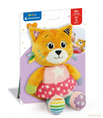 Clementoni Baby Infant Plush Katy The Kitty-New Born Gift, Animal Soft, Early Development & Activity, Sensory Learning Toys, Cuddly Cat, Toddler 0 Months, Machine Washable, 17908, Multicolour