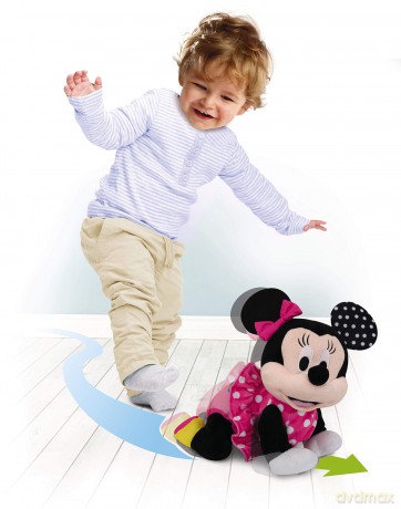 Clementoni Disney Baby Minnie Crawl With Me, Interactive Plush Toy for Encouraging Motor Skills & Development with Batteries Included 6+ Months