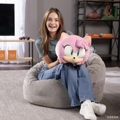 Club Mocchi Mocchi Sonic the Hedgehog Amy Mega Plush Toy - 15 Inch - Collectible Sonic Toys for Ages 3+ Years Old