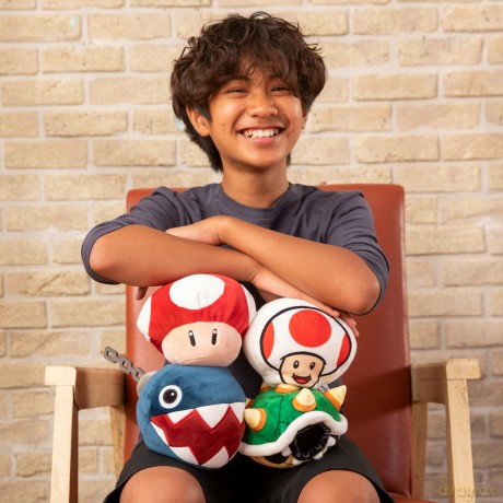 Club Mocchi Mocchi Super Mario Chain Chomp Junior 6 Inch Plush Stuffed Toy - Collectible Super Mario Toys for Ages 3+ Years Old