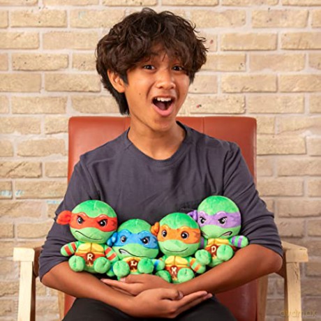 Club Mocchi Mocchi Teenage Mutant Ninja Turtles Leonardo Junior Plush Toy - Collectible TMNT Soft Toys - Officially Licensed Superhero Toys - Desk Buddy Action Figures - Ninja Kids Toys 3+ Years