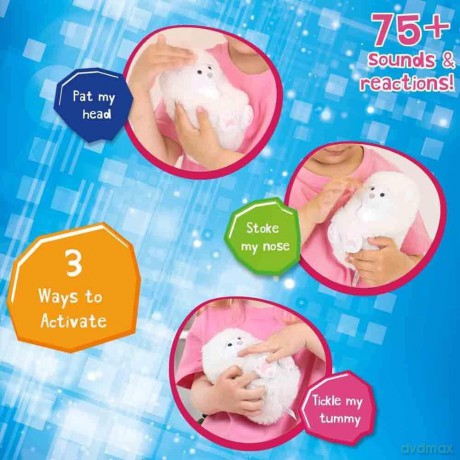 Curlimals Perry Polar Bear Arctic Glow Teddy Bear, Sensory toys, Cute, Plush, Laughing, Light-Up Tummy. Age 3+, White