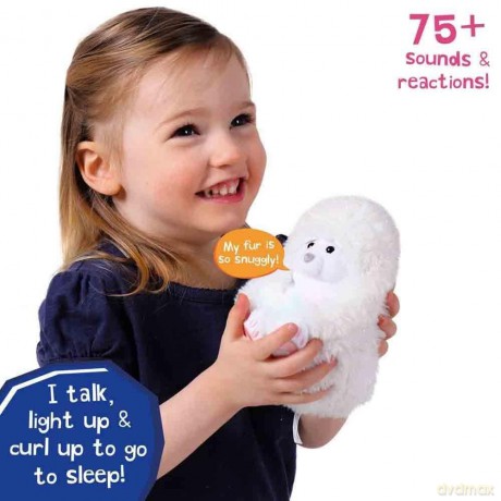 Curlimals Perry Polar Bear Arctic Glow Teddy Bear, Sensory toys, Cute, Plush, Laughing, Light-Up Tummy. Age 3+, White