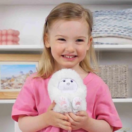 Curlimals Perry Polar Bear Arctic Glow Teddy Bear, Sensory toys, Cute, Plush, Laughing, Light-Up Tummy. Age 3+, White