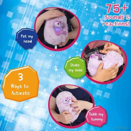 Curlimals Pip Penguin Arctic Glow Interactive Soft Toy Cute Plush Laughing Light-Up Tummy Age 3-6, Lilac