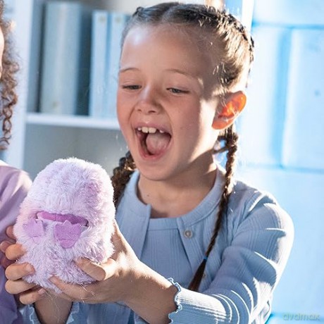 Curlimals Pip Penguin Arctic Glow Interactive Soft Toy Cute Plush Laughing Light-Up Tummy Age 3-6, Lilac