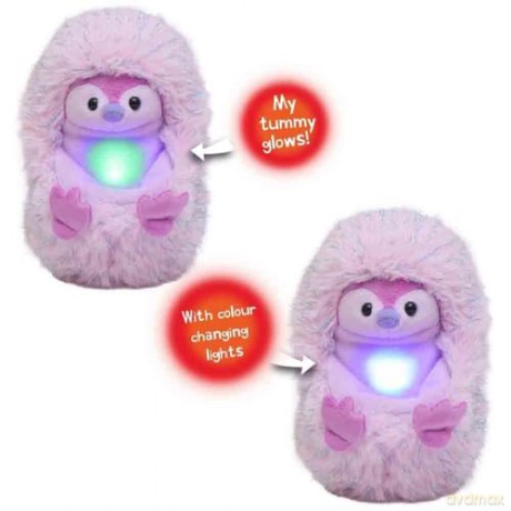 Curlimals Pip Penguin Arctic Glow Interactive Soft Toy Cute Plush Laughing Light-Up Tummy Age 3-6, Lilac