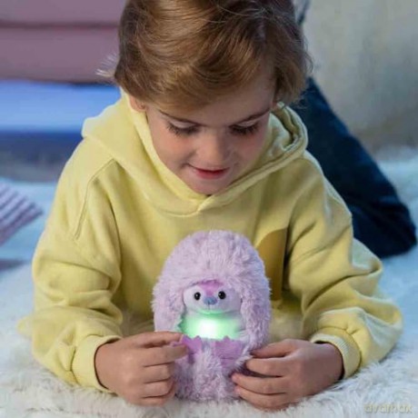 Curlimals Pip Penguin Arctic Glow Interactive Soft Toy Cute Plush Laughing Light-Up Tummy Age 3-6, Lilac