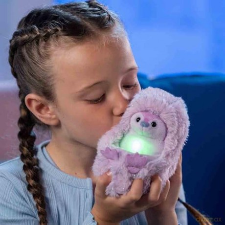 Curlimals Pip Penguin Arctic Glow Interactive Soft Toy Cute Plush Laughing Light-Up Tummy Age 3-6, Lilac