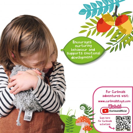 Curlimals Popsy Mouse, Cute Interactive Soft Toy, Responds To Touch: Talks, Makes Noises, Curls Into A Ball!, Grey