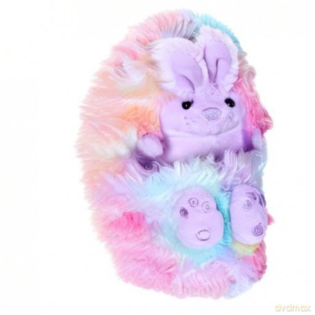 Curlimals Rainbow Bunny called Bo, Cute Interactive Rabbit Teddy Bear, Sensory Toys for Kids, Responds to Touch: Talks, Makes Noises, Curls Into a Ball!