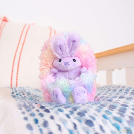 Curlimals Rainbow Bunny called Bo, Cute Interactive Rabbit Teddy Bear, Sensory Toys for Kids, Responds to Touch: Talks, Makes Noises, Curls Into a Ball!