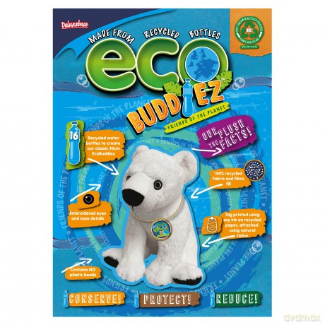 EcoBuddiez - Polar Bear from Deluxebase. Large 30cm Soft Plush Animals made from Recycled Plastic Bottles. Eco-Friendly Cuddly Gift for Kids and Cute Stuffed Animal Toy for Toddlers.