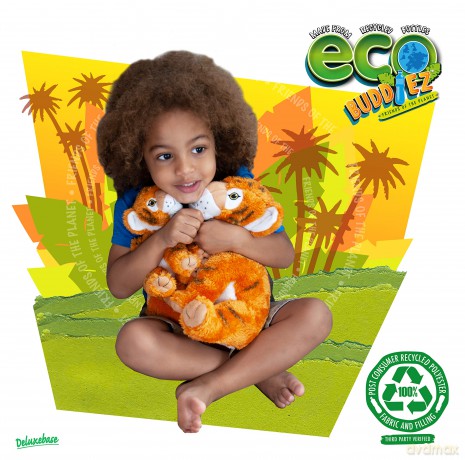 EcoBuddiez - Tiger from Deluxebase. Large 30cm Soft Plush Animals made from Recycled Plastic Bottles. Eco-Friendly Cuddly Gift for Kids and Cute Stuffed Animal Toy for Toddlers.