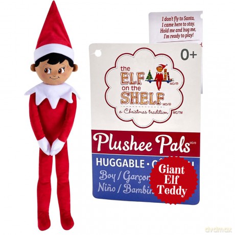 Elf on the Shelf Plushee Pal Huggables | Large Boy Elf Teddy | Giant Elf on the Shelf Teddy | Giant Elf Teddy | Large Black Elf on the Shelf Plush | Soft Toy | Teddies (Boy Dark)
