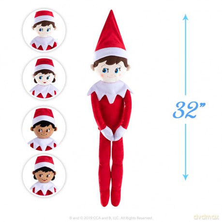 Elf on the Shelf Plushee Pal Huggables | Large Boy Elf Teddy | Giant Elf on the Shelf Teddy | Giant Elf Teddy | Large Black Elf on the Shelf Plush | Soft Toy | Teddies (Boy Dark)