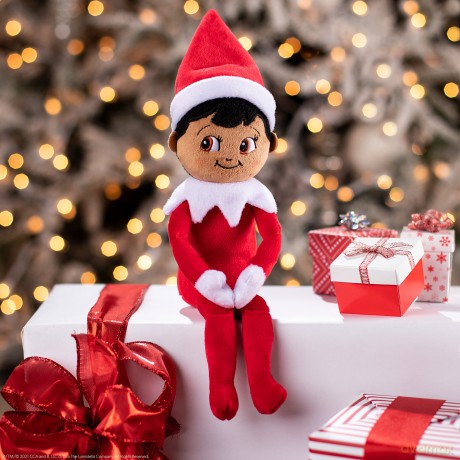 Elf on the Shelf Plushee Pal Snugglers - Cuddly, Cute and Adorable Boy Elf with Brown Eyes: 12" Premium Plush Christmas Teddy Toy Elf (Black/Dark tone)