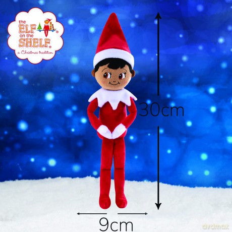 Elf on the Shelf Plushee Pal Snugglers - Cuddly, Cute and Adorable Boy Elf with Brown Eyes: 12" Premium Plush Christmas Teddy Toy Elf (Black/Dark tone)