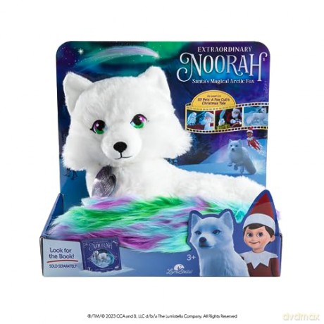 Extraordinary Noorah Plush - 9-Inch Deluxe Animal Plush with Northern Lights-Inspired Tail - As Seen in Elf Pets: A Fox Cubs Christmas Tale - Arctic Fox Pal of The Elf on the Shelf - Brand Scout Elf