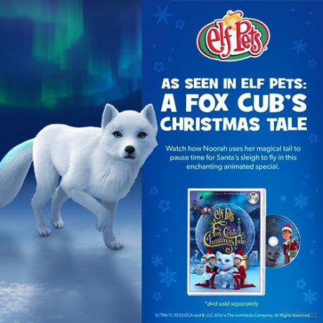 Extraordinary Noorah Plush - 9-Inch Deluxe Animal Plush with Northern Lights-Inspired Tail - As Seen in Elf Pets: A Fox Cubs Christmas Tale - Arctic Fox Pal of The Elf on the Shelf - Brand Scout Elf