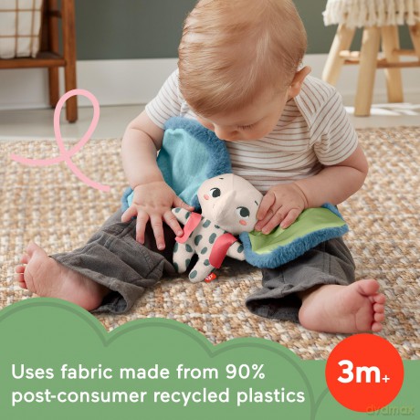 Fisher-Price Baby Sensory Toy Planet Friends All Ears Lovey, Plush Elephant for Newborns Ages 3+ Months, Made of 90% recycled Plastic and FSC certified packaging, HKD63
