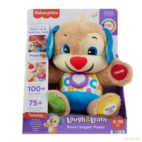 Fisher-Price Laugh & Learn Smart Stages Puppy | Interactive Baby Toys 6 to 36 Months | Educational Toys for 1 Year Old Girls and Boys with Music and Lights | Sound Toys | UK English Version, FPM43